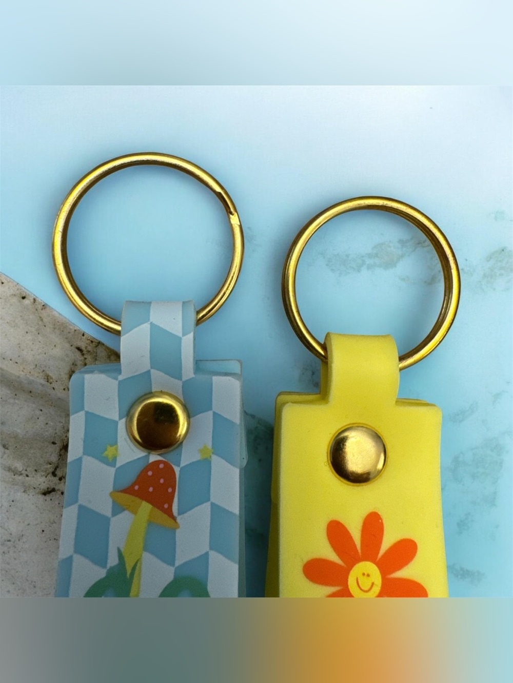 Retro Go Get Em & Take It Easy Key Chain Set of 2 - Picture 2 of 2